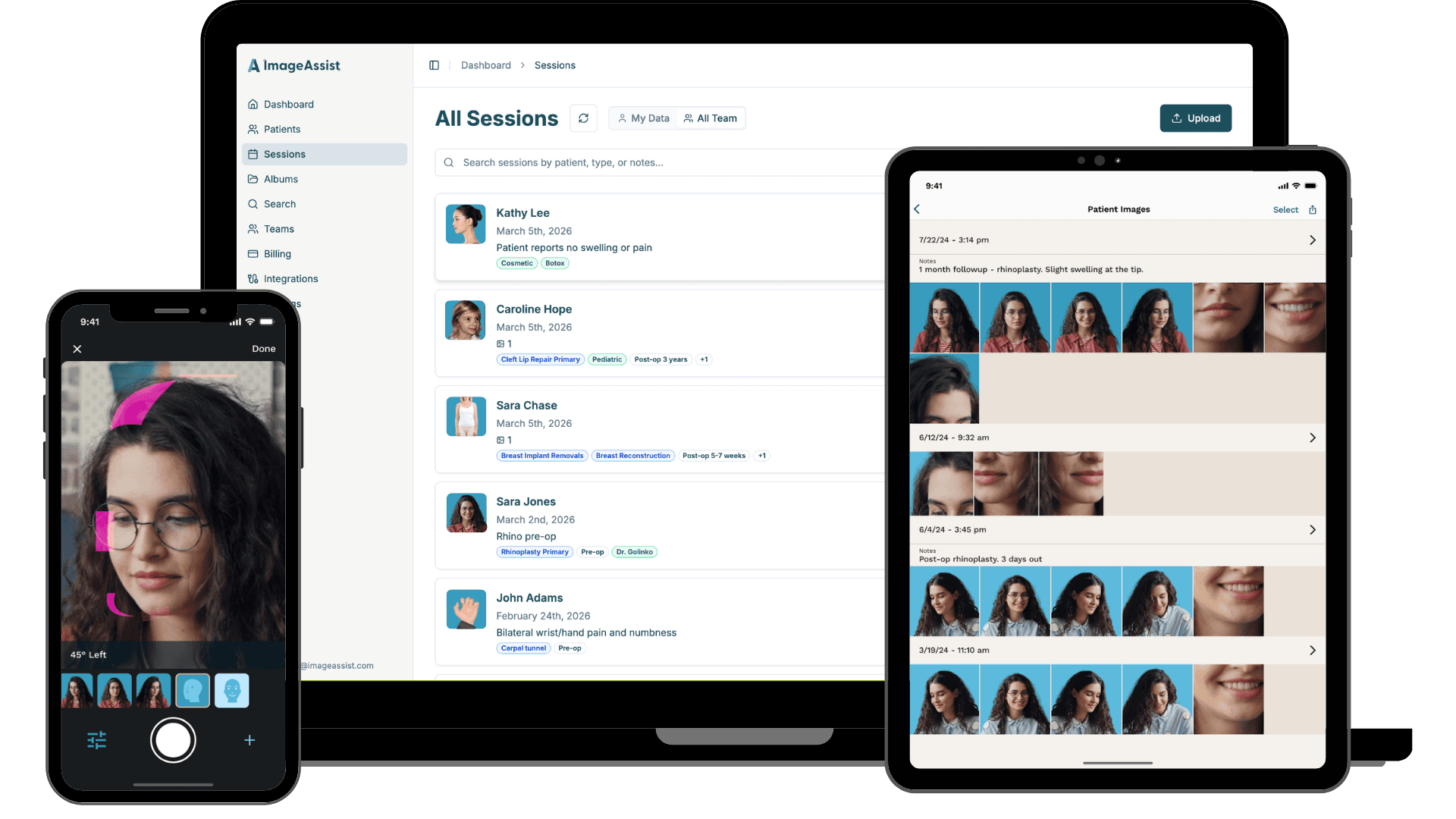 ImageAssist clinical photography software on mobile—standardized HIPAA-compliant medical photography workflows
